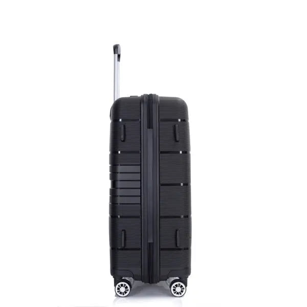 Hardshell Suitcase Double Spinner Wheels PP Luggage Sets Lightweight Durable Suitcase with TSA Lock,3-Piece Set (20/24/28) , Black inQ Boutique