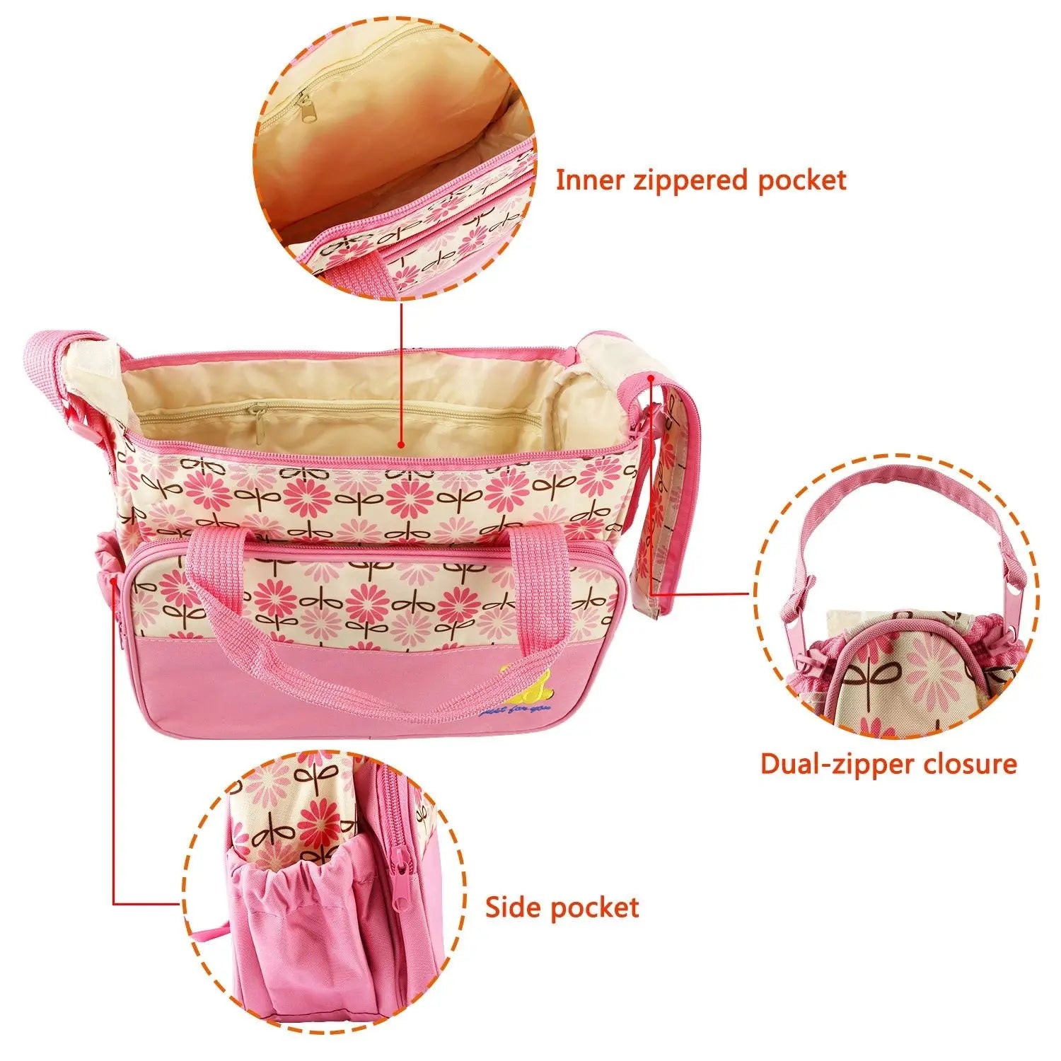 5PCS Baby Nappy Diaper Bags Set Doba