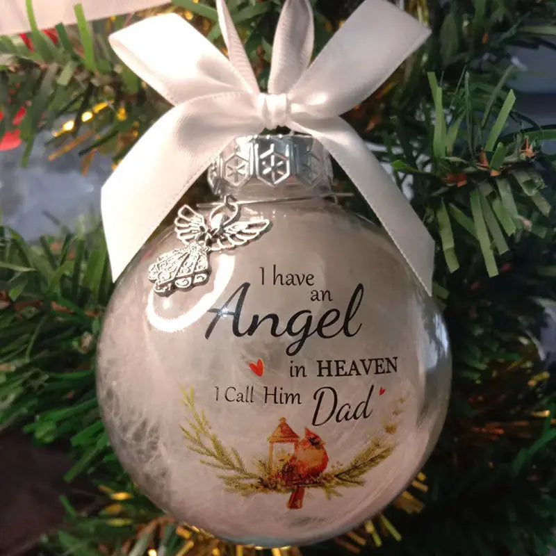 In Heaven Relatives Name Ornament, Keepsake Feather Plastic Ball Christmas Tree Charm Hanging Doba