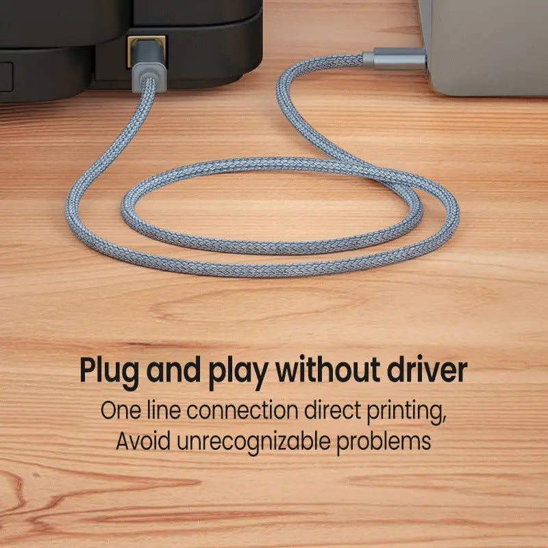 USB C to USB B 2.0 Printer Cable Braided Printer Doba