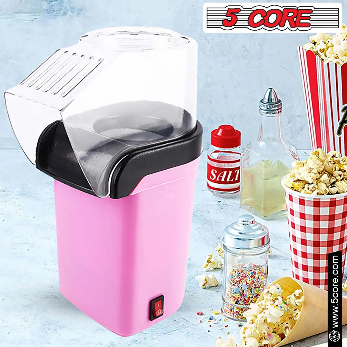 5 Core Popcorn Machine 16 Cup Capacity Hot Air Popper 5 Core