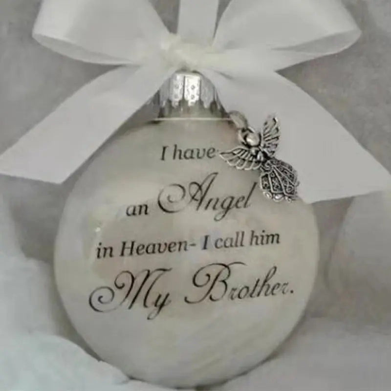 In Heaven Relatives Name Ornament, Keepsake Feather Plastic Ball Christmas Tree Charm Hanging Doba