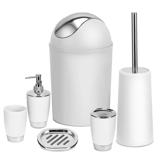 Bathroom Accessories Set 6 Pcs Bathroom Ensemble Complete with Soap Dispenser & Toothbrush Holder Eggracks by Global Phoenix