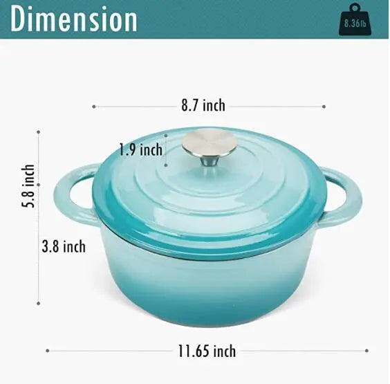 COOKWIN Enameled Cast Iron Dutch Oven with Self Basting 5QT COOKWIN