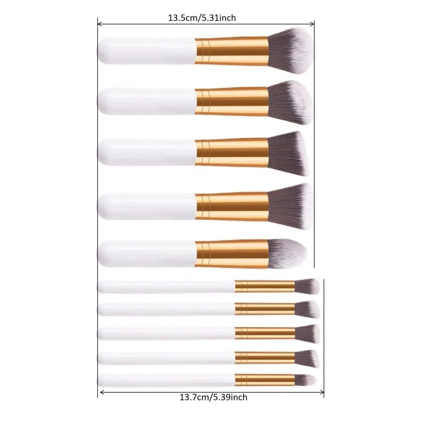 10 pcs makeup brush set (White Golden)