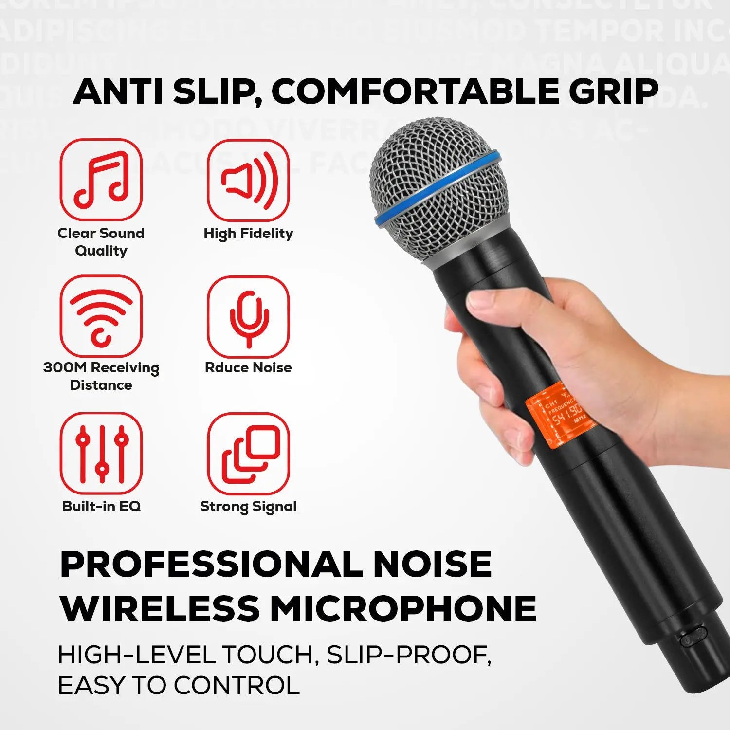 5 Core Wireless Microphones 8 Channel Dynamic Professional UHF Singing Mic System 5 Core