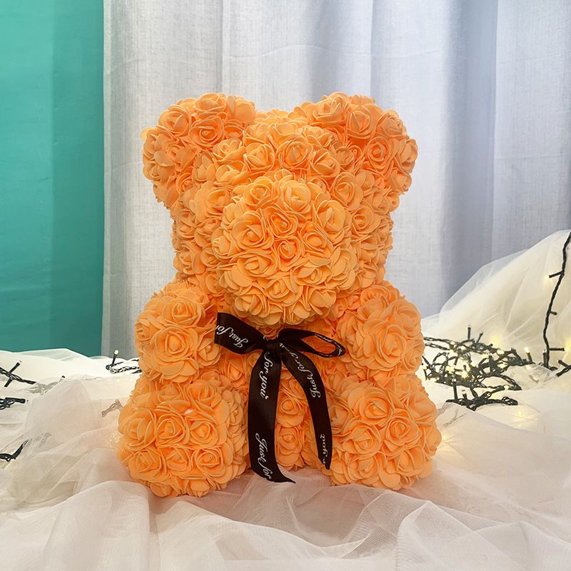 Gifts for Women - Rose Bear - Rose Flower Bear Hand Made Rose Teddy Bear - Gift for Valentines Day;  Mothers Day;  Wedding and Anniversary & Bridal Showers - w/Clear Clear Gift Box 10 Inch (Red) - Gee-Commerce, LLC