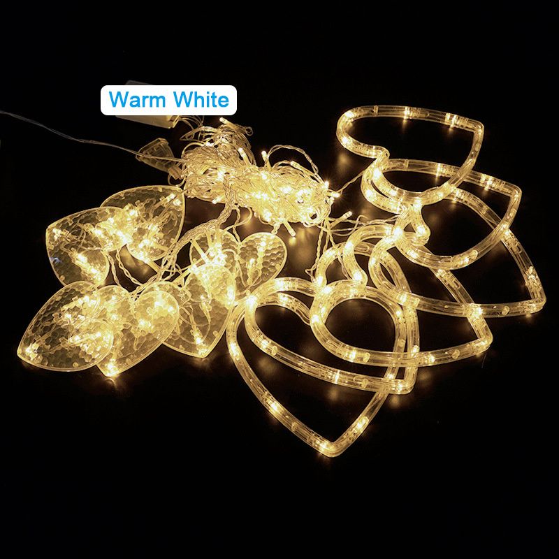 LED Curtain String Lights; 138 LED String Light Battery & USB Powered Waterproof Heart Shape Lights; 8 Flashing Modes For Girl Valentine's Day Wedding Christmas Restaurant Hotel Window; LED Lights - Gee-Commerce, LLC