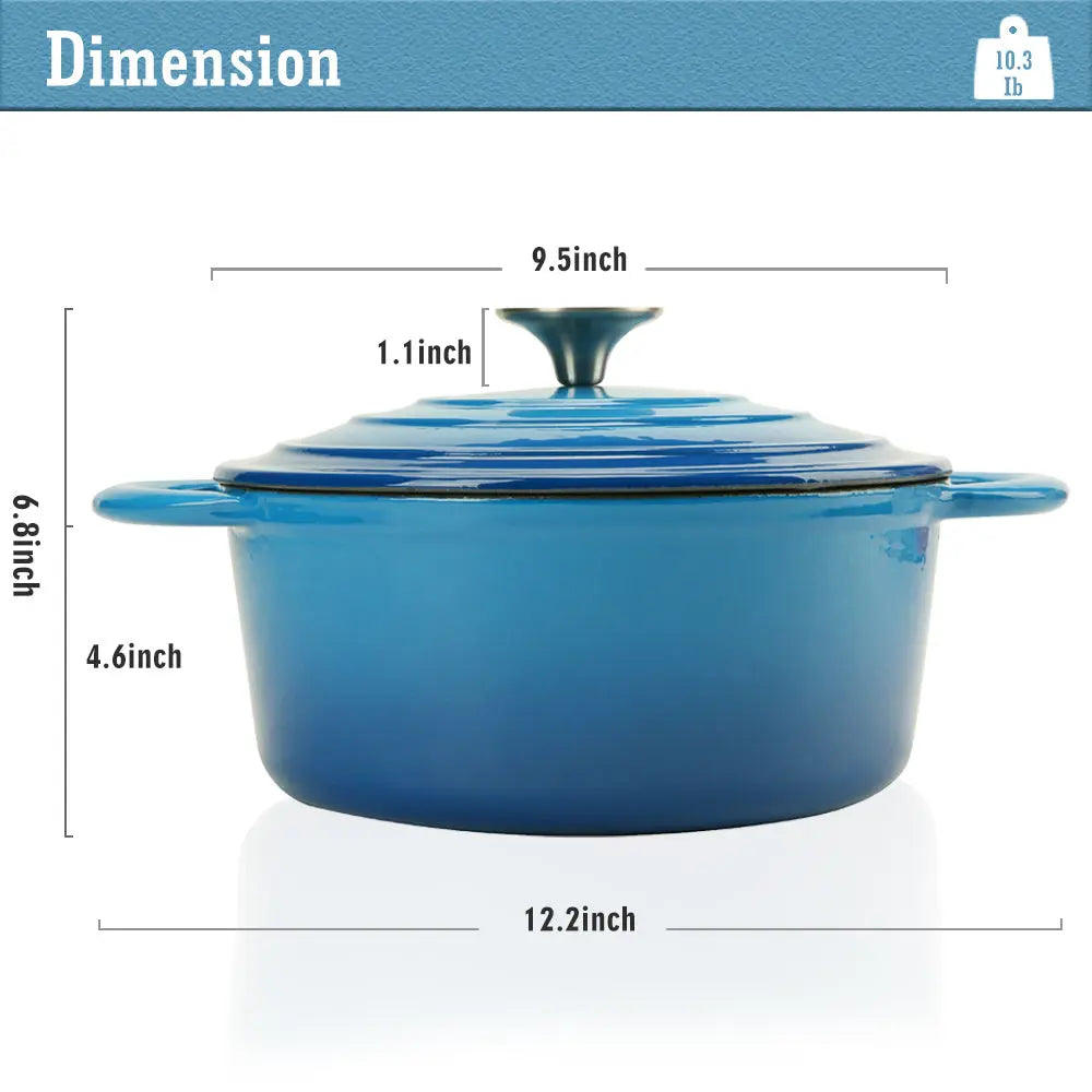 COOKWIN Enameled Cast Iron Dutch Oven with Self Basting Lid;  Enamel Coated Cookware Pot 4.5QT COOKWIN