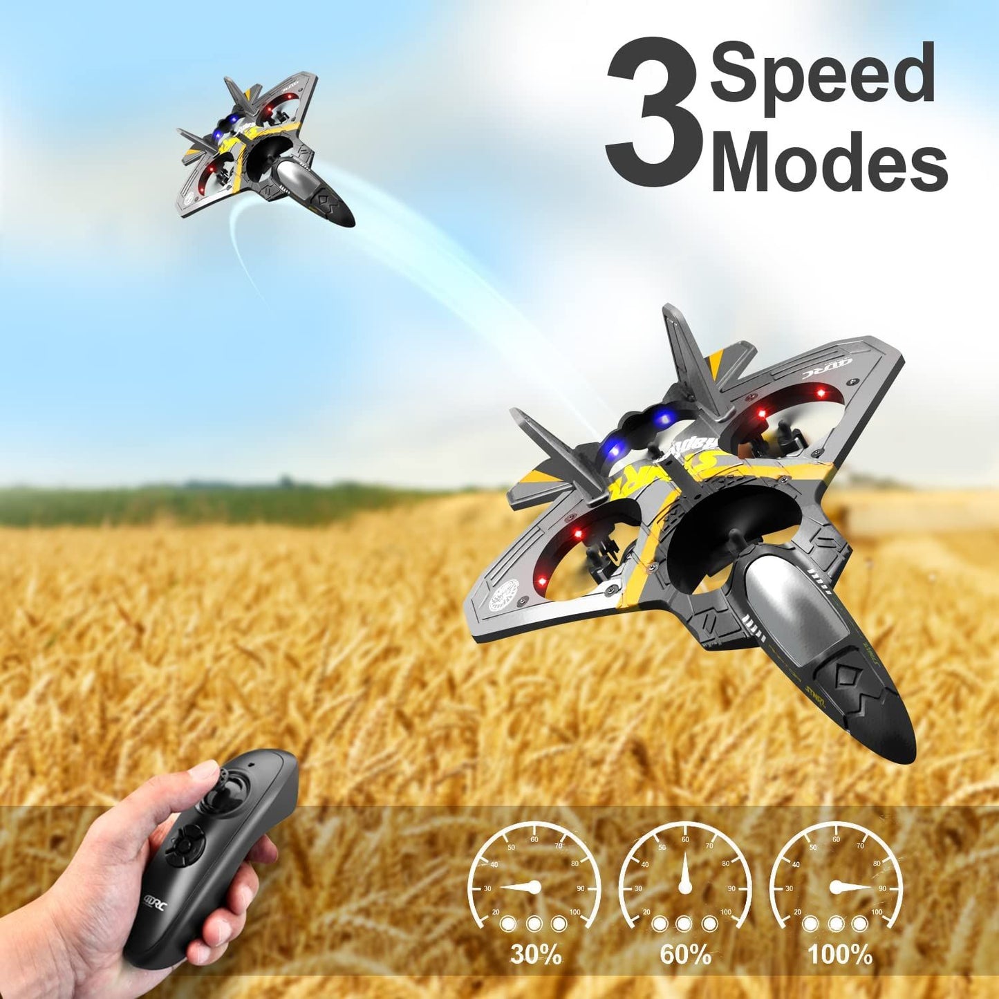 4DRC V17 Remote Control Plane RC Airplanes 2.4GHz 6CH EPP RC Plane 4 Motor RC Aircraft Toys for Adult Kids with Function Gravity Sensing Stunt Roll Cool Light RC Planes Airplanes Doba