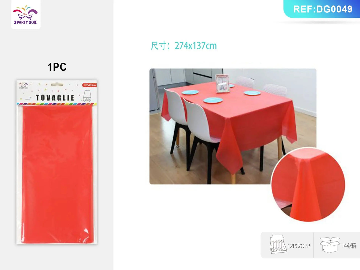 12 Pack Tablecloth Plastic - Rectangle Doba