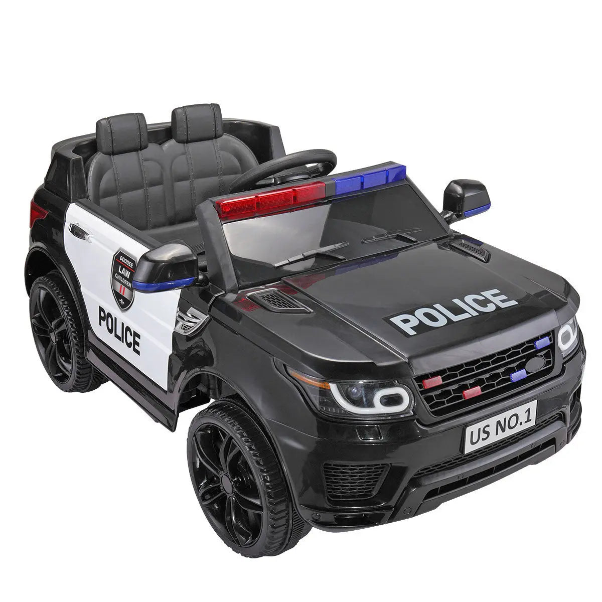 12V Kid Ride on Police Car with Parental Remote Control, Battery Powered Electric Truck with Siren, Flashing Lights,Music, Spring Suspension, Black FX070