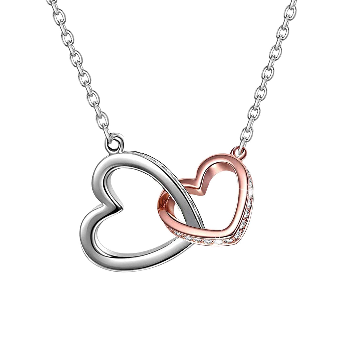 Silver Heart Two Color Necklace Double Mood Valentine's Day Gift - Gee-Commerce, LLC