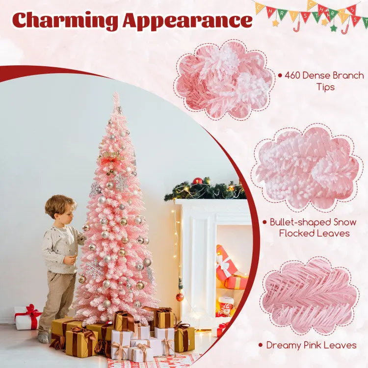 6 FT Artificial Pink Christmas Tree with 460 Branch Tips Hooya Imp. & Exp.