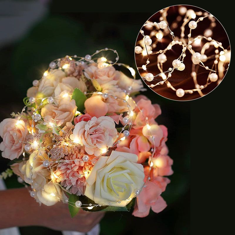 2/5/10m Pearl Wire Copper String Light Christmas Valentine Wedding Decoration for Home Wedding Party Mariage Garland Decoration - Gee-Commerce, LLC