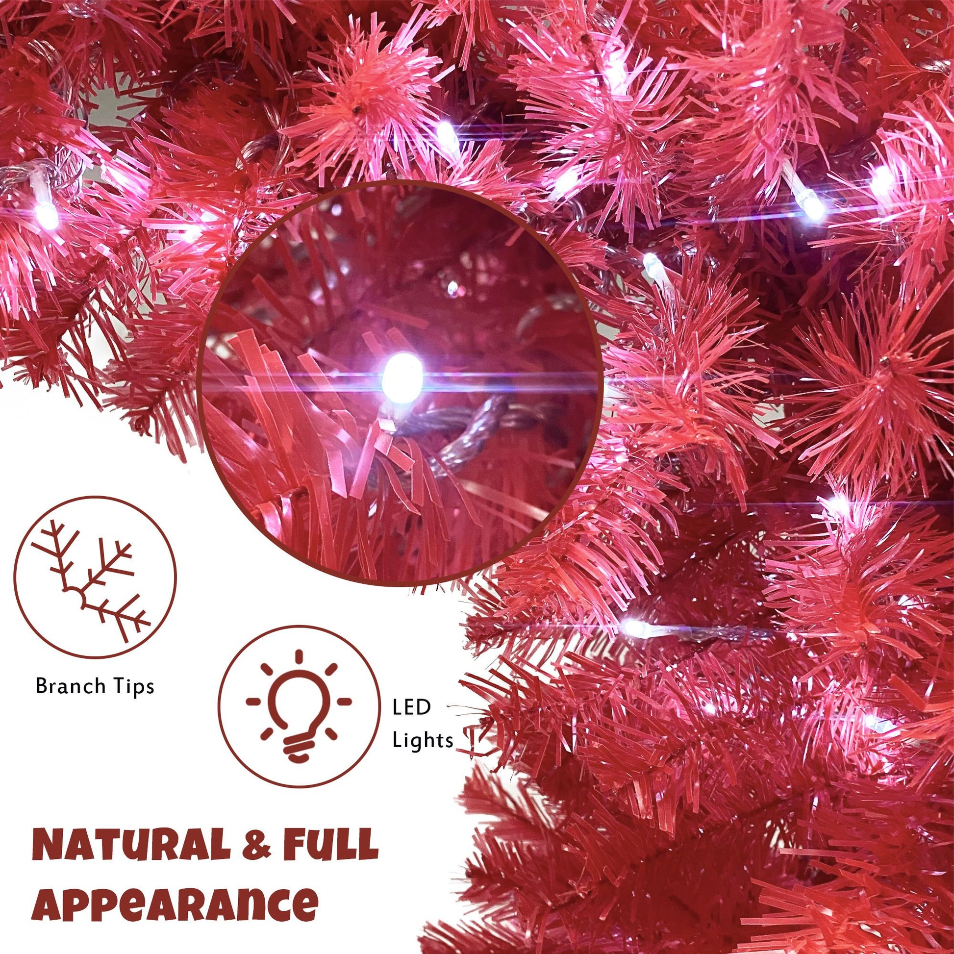 6FT Hinged Fir Artificial Fir Bent Top Christmas Tree, Xmas Tree Bendable Santa Hat Style Christmas Tree Holiday Decoration,1250 Lush Branch Tips, 300 LED Lights X-mas Doba