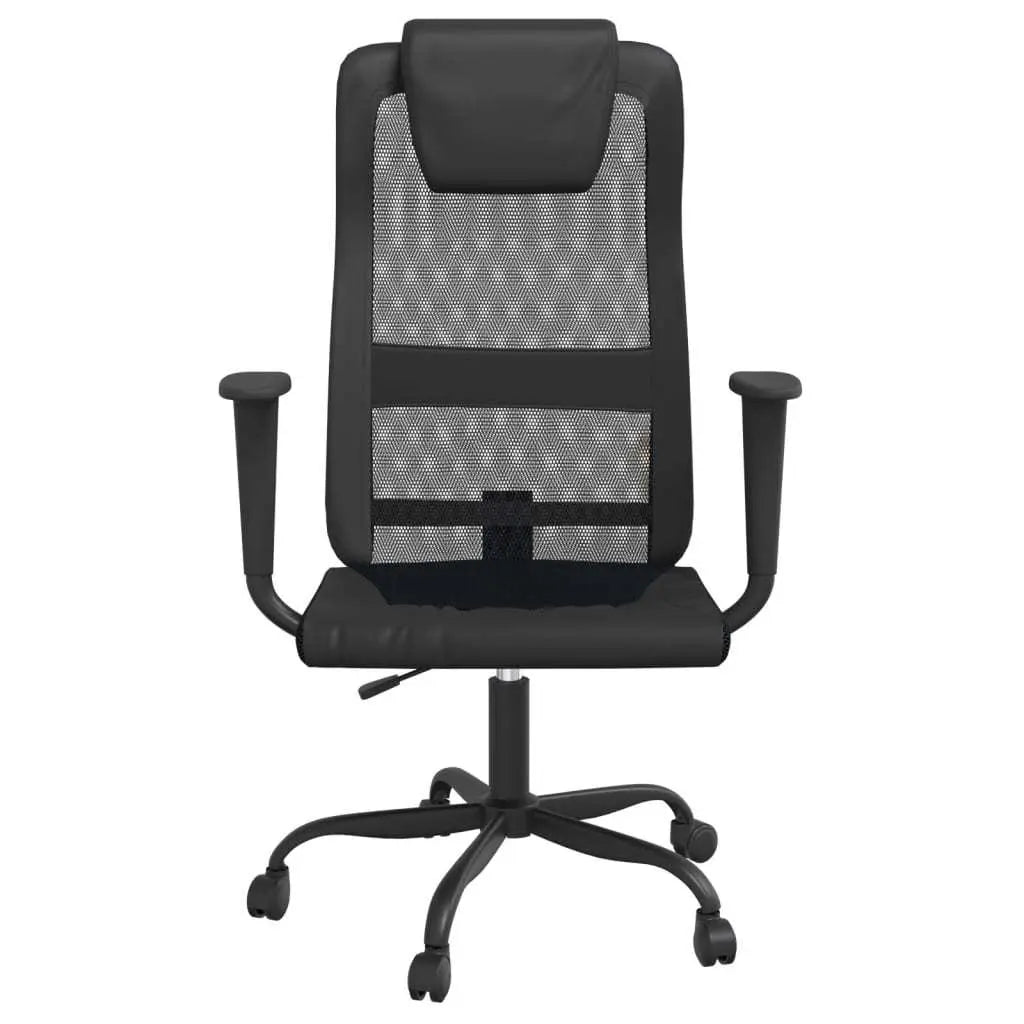 Office Chair Black Mesh Fabric and Faux Leather Doba