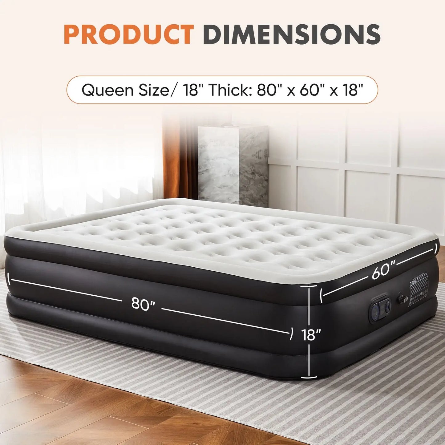 Inflatable Air Mattress with Built-in Pump, Queen Size 18in - Gee-Commerce, LLC