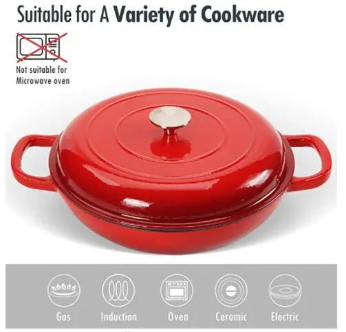 COOKWIN Cast Iron Casserole Brasier; 3.8 Quart COOKWIN