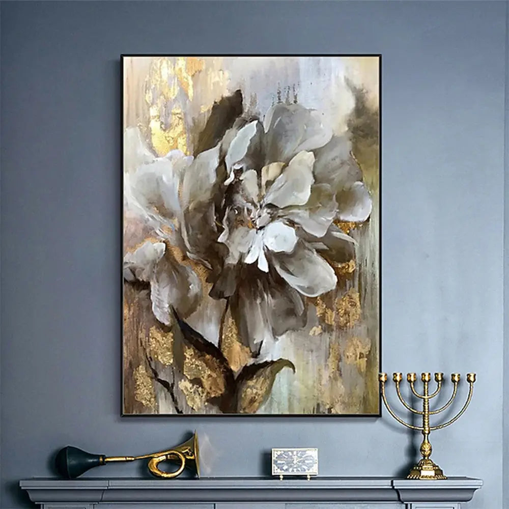 Handmade Flower Single Oil Painting on Canvas Wall Art - Modern Abstract Decorative Painting Doba