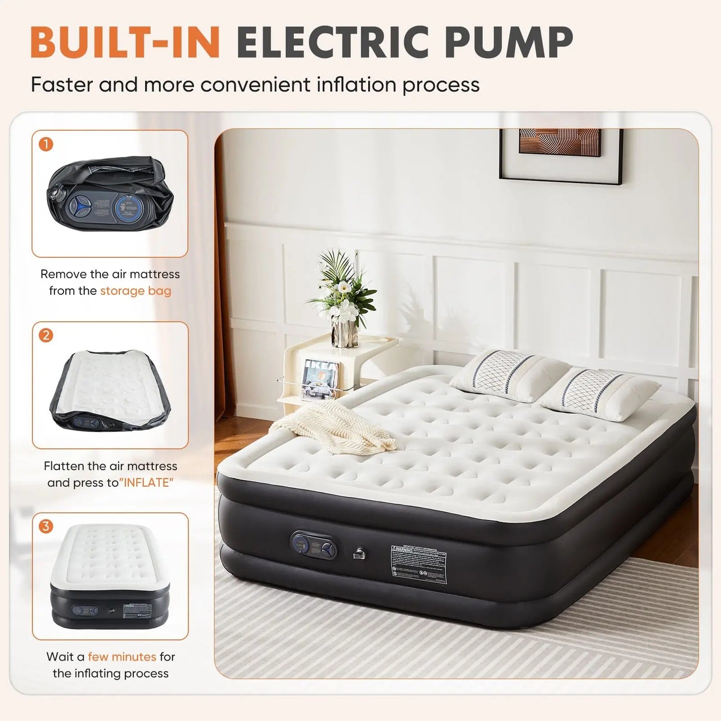 Inflatable Air Mattress with Built-in Pump, Queen Size 18in - Gee-Commerce, LLC