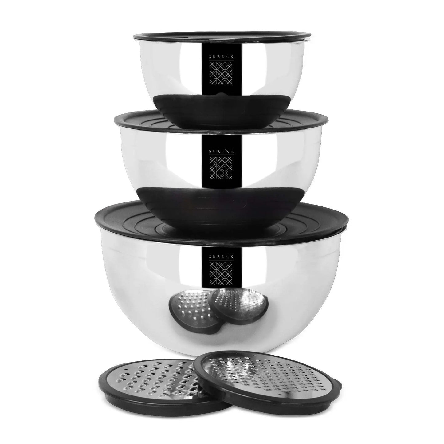 Serenk Modernist 9 Pieces Stainless Steel Mixing and Storage Bowl Set with Grater Doba