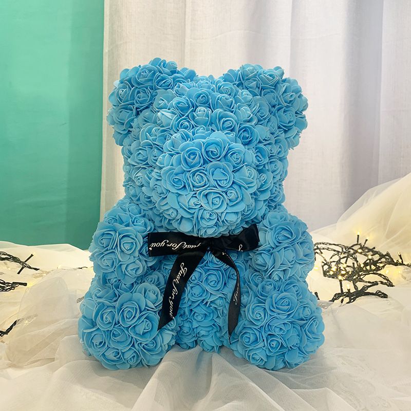 Gifts for Women - Rose Bear - Rose Flower Bear Hand Made Rose Teddy Bear - Gift for Valentines Day;  Mothers Day;  Wedding and Anniversary & Bridal Showers - w/Clear Clear Gift Box 10 Inch (Red) - Gee-Commerce, LLC