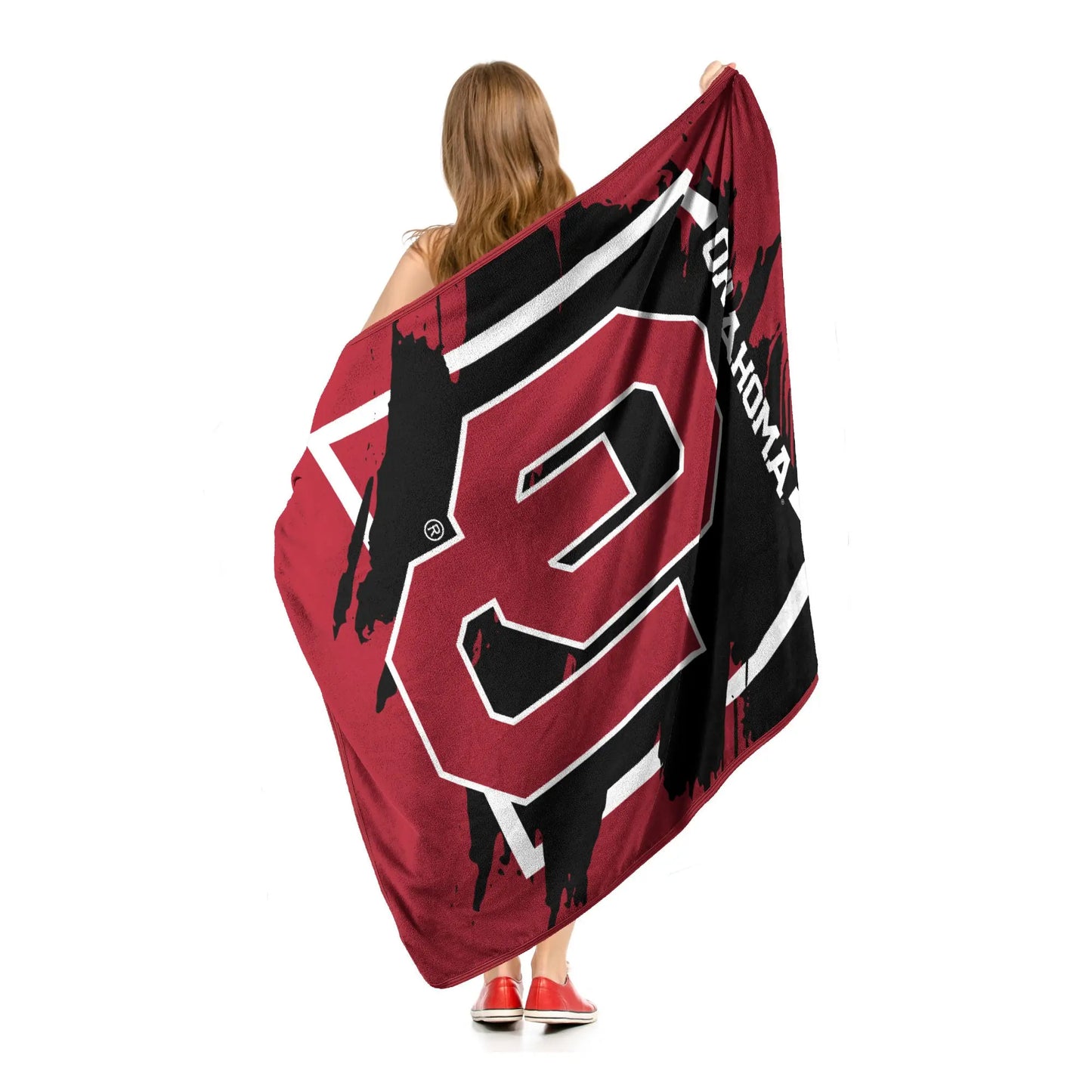 OKLAHOMA OFFICIAL NCAA "Halftone" Micro Raschel Throw Blanket; 46" x 60" The Northwest Company