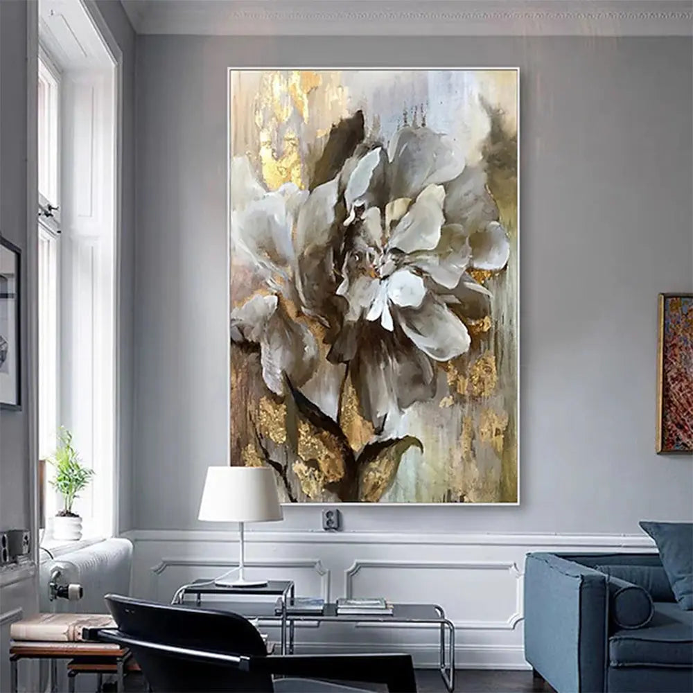 Handmade Flower Single Oil Painting on Canvas Wall Art - Modern Abstract Decorative Painting Doba