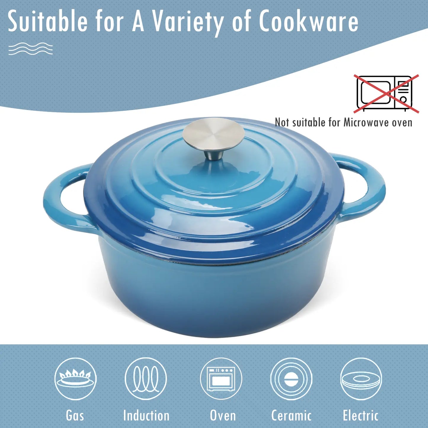 COOKWIN Enameled Cast Iron Dutch Oven with Self Basting 5QT COOKWIN