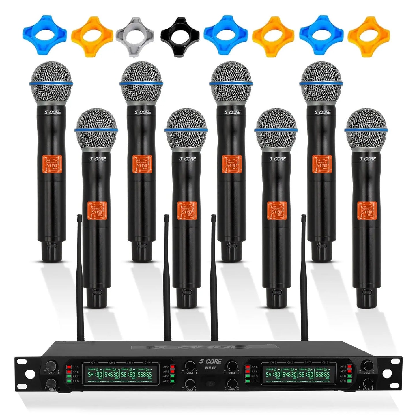 5 Core Wireless Microphones 8 Channel Dynamic Professional UHF Singing Mic System 5 Core