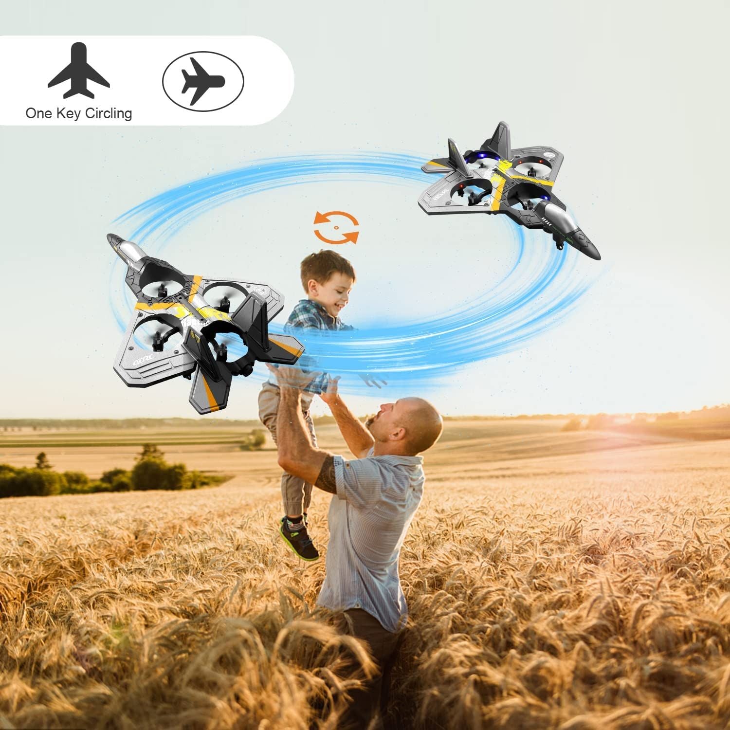 4DRC V17 Remote Control Plane RC Airplanes 2.4GHz 6CH EPP RC Plane 4 Motor RC Aircraft Toys for Adult Kids with Function Gravity Sensing Stunt Roll Cool Light RC Planes Airplanes Doba