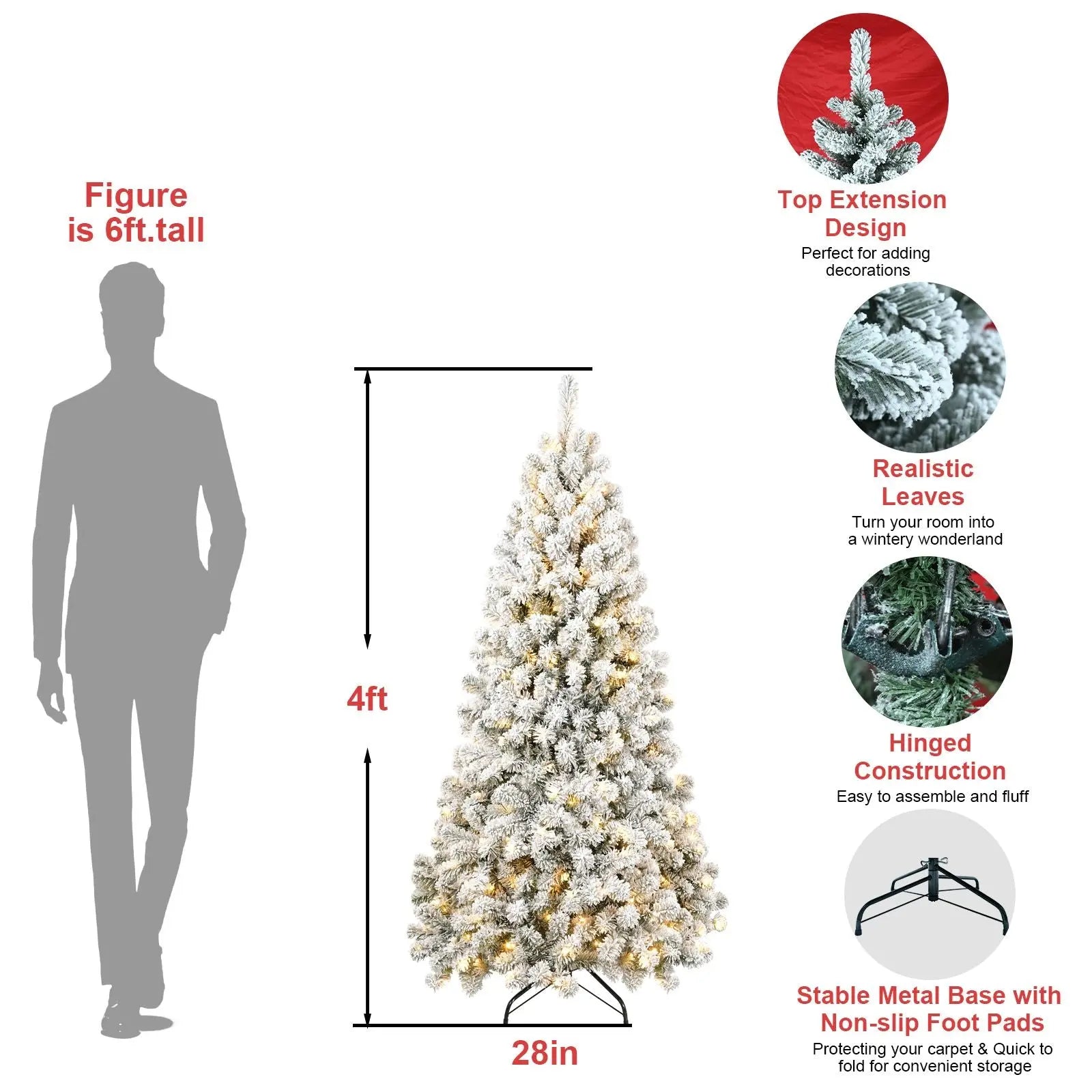 6ft Pre-lit Flocked Artificial Christmas Tree - Gee-Commerce, LLC