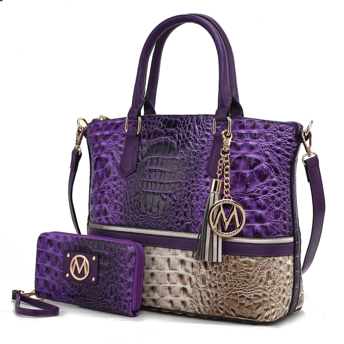 MKF Collection Autumn Crocodile Skin Tote Handbag with Wallet by Mia k - Gee-Commerce, LLC