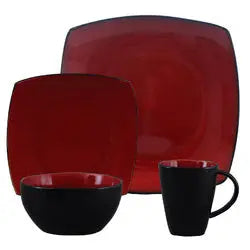 Gibson Elite Soho Lounge Square 16-Piece Dinnerware Set; Red The Gibson Elite