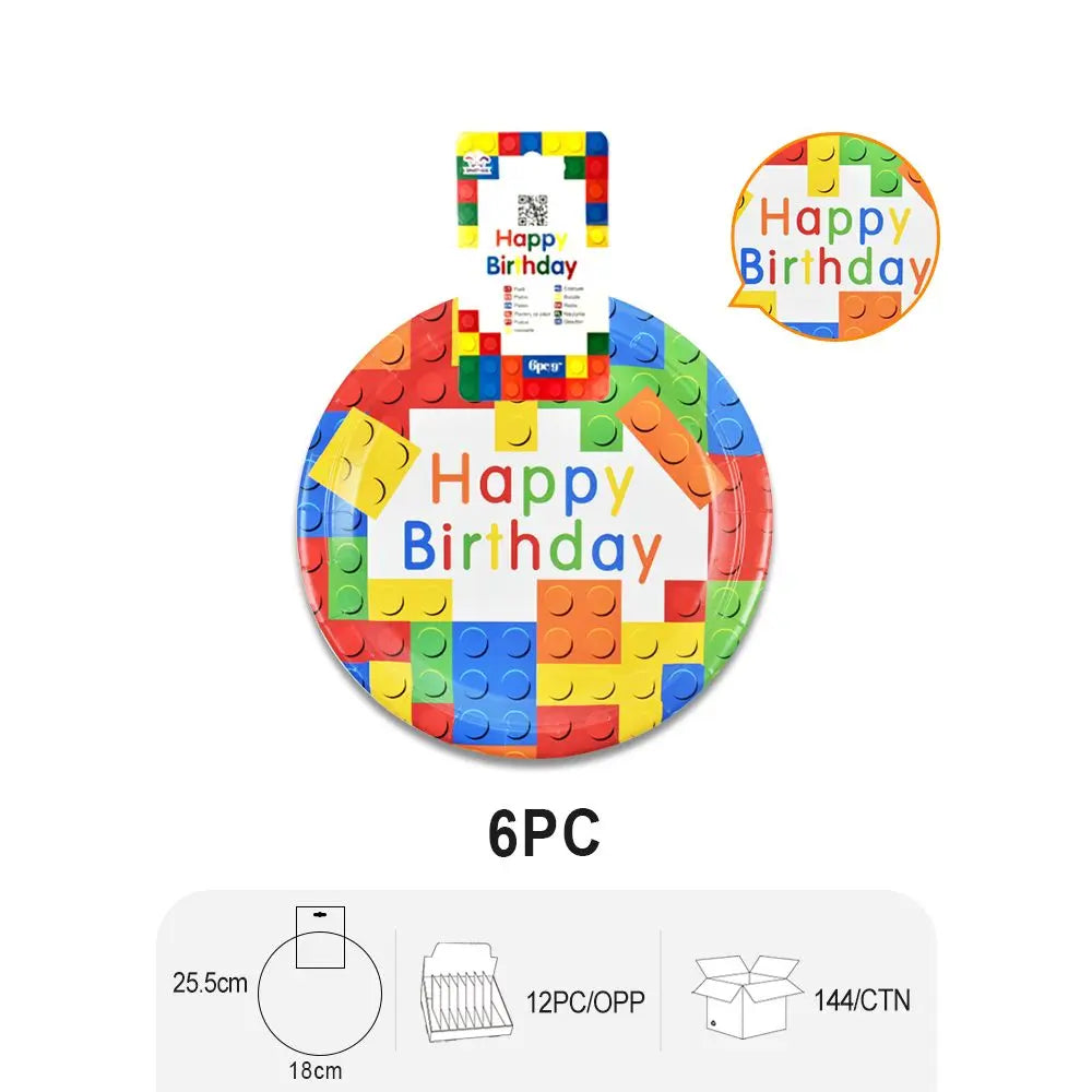 Lego Party Round 9inch Party Plates - Vibrant & Fun-Themed Party Tableware -72pcs - Gee-Commerce, LLC