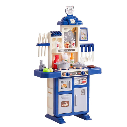 VEVOR Kitchen Playset Kids Pretend Cooking Play Toy 48 Piece Accessories Blue - Gee-Commerce, LLC