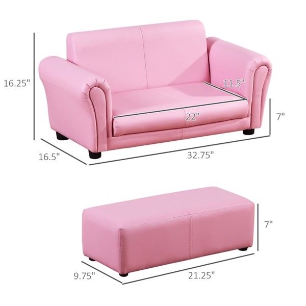 Kids Sofa Set with Footstool-Pink Doba