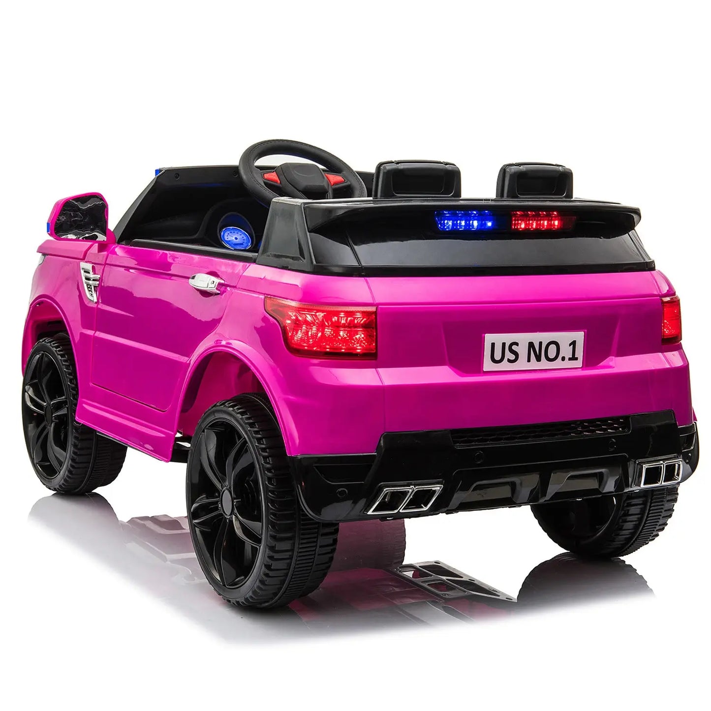 12V Kids Ride On SUV Cop Car with Remote Control, Siren Sounds Alarming Lights, Music Story - Rose Red FX070