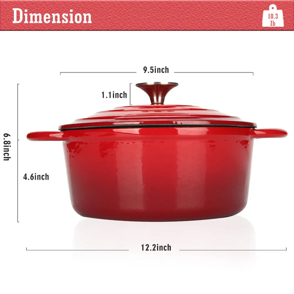 COOKWIN Enameled Cast Iron Dutch Oven with Self Basting Lid;  Enamel Coated Cookware Pot 4.5QT COOKWIN