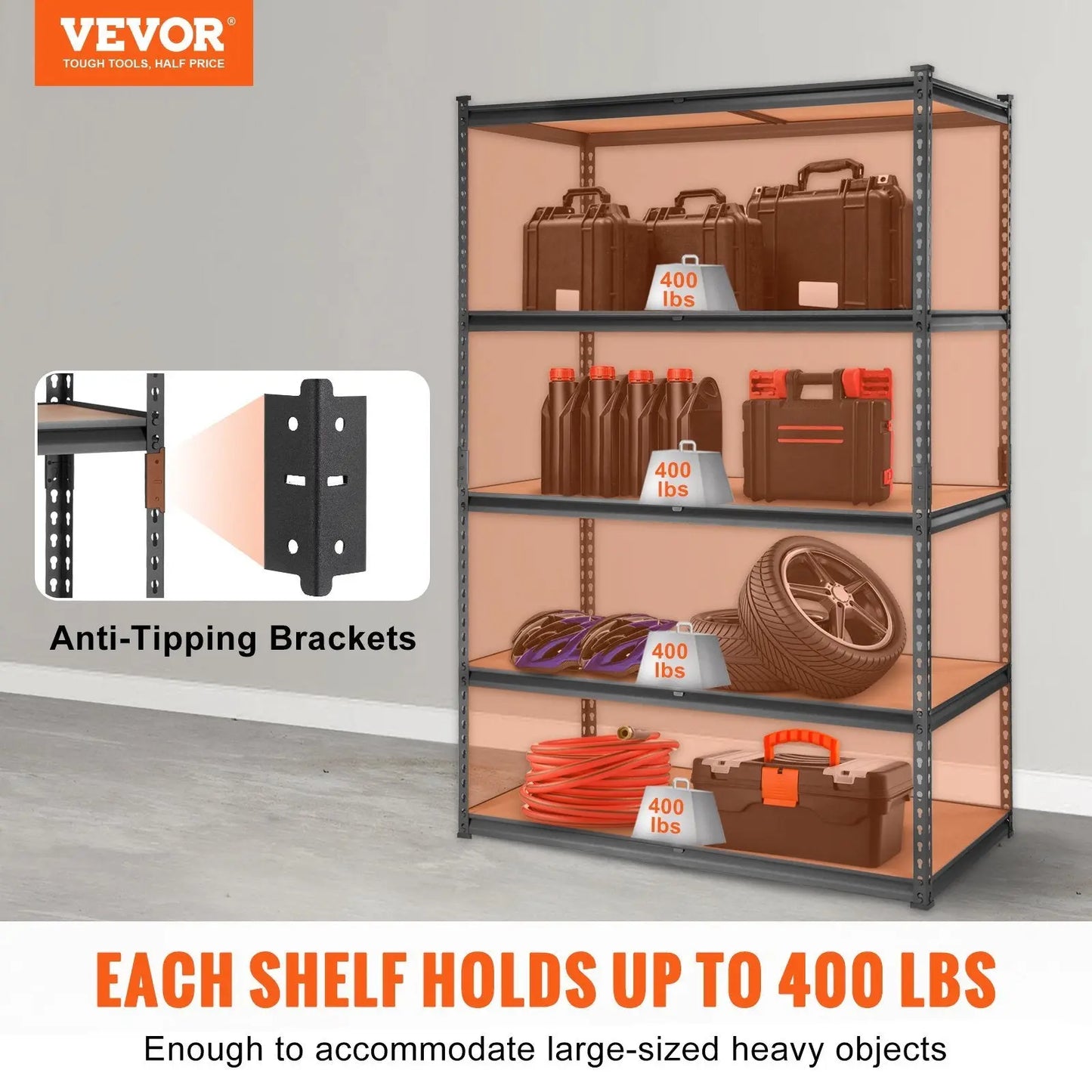 VEVOR Storage Shelving Unit, 5-Tier Adjustable, 2000 lbs. Capacity VEVOR