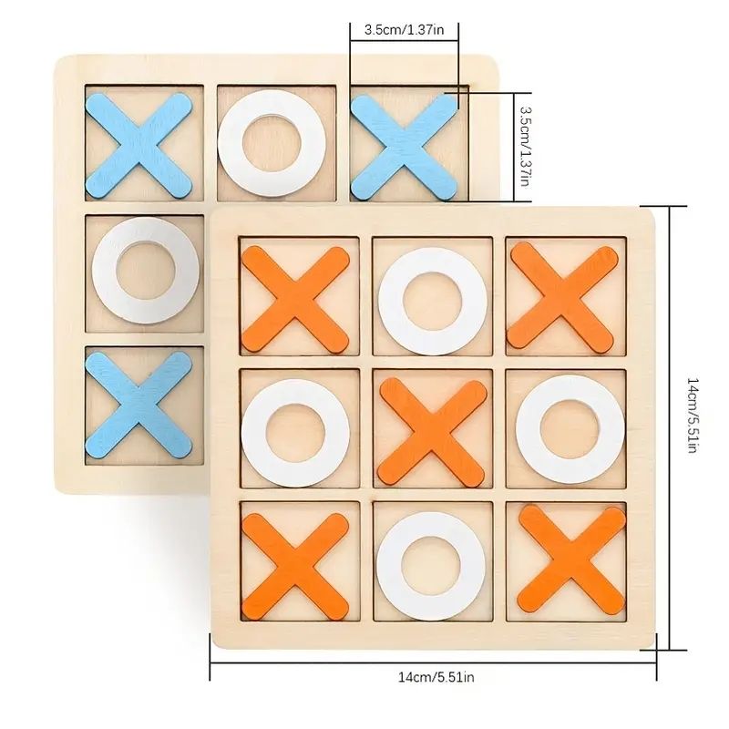 1 Pcs XO Tic Tac Toe Wooden Game Toy Educational, Entertainment, Leisure, Board Game, Building Block Toys 5.5" *5.5 " Doba