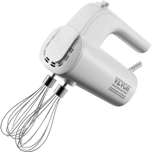 VEVOR Digital Electric Hand Mixer, 5-Speed, 200W Portable Electric Handheld Mixer, with Turbo Boost Beaters Dough Hooks Whisks Storage Bag, Baking Supplies for Whipping Mixing Egg Cookie Cake Cream - Gee-Commerce, LLC