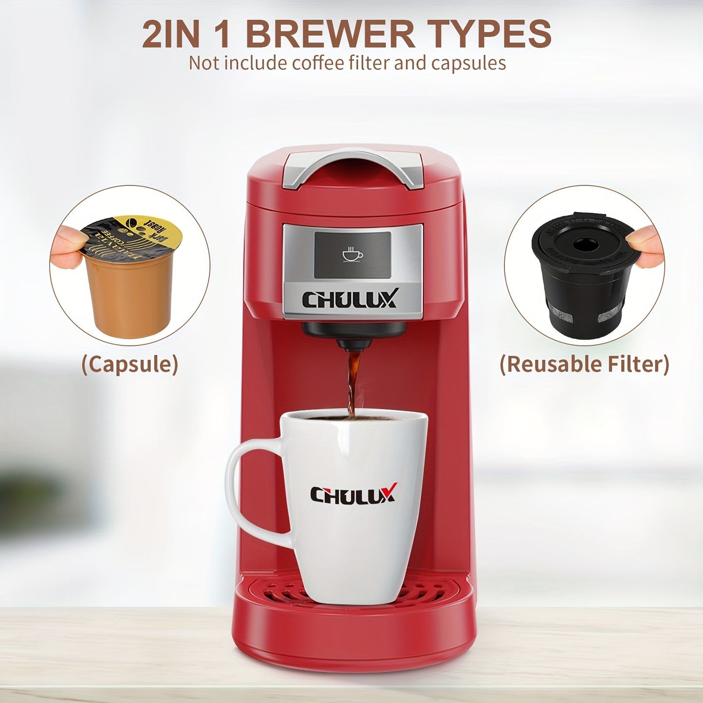 CHULUX Single Serve Coffee & Tea Maker - KCUP Pod Use