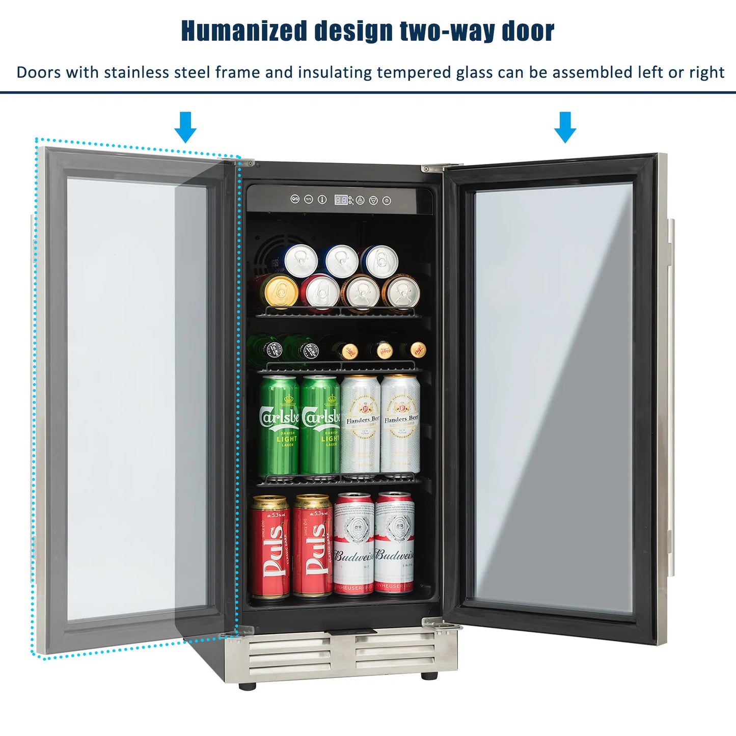 Premium 15-inch Mini Beverage Refrigerator / Wine Cooler - Built-in & Freestanding Doba