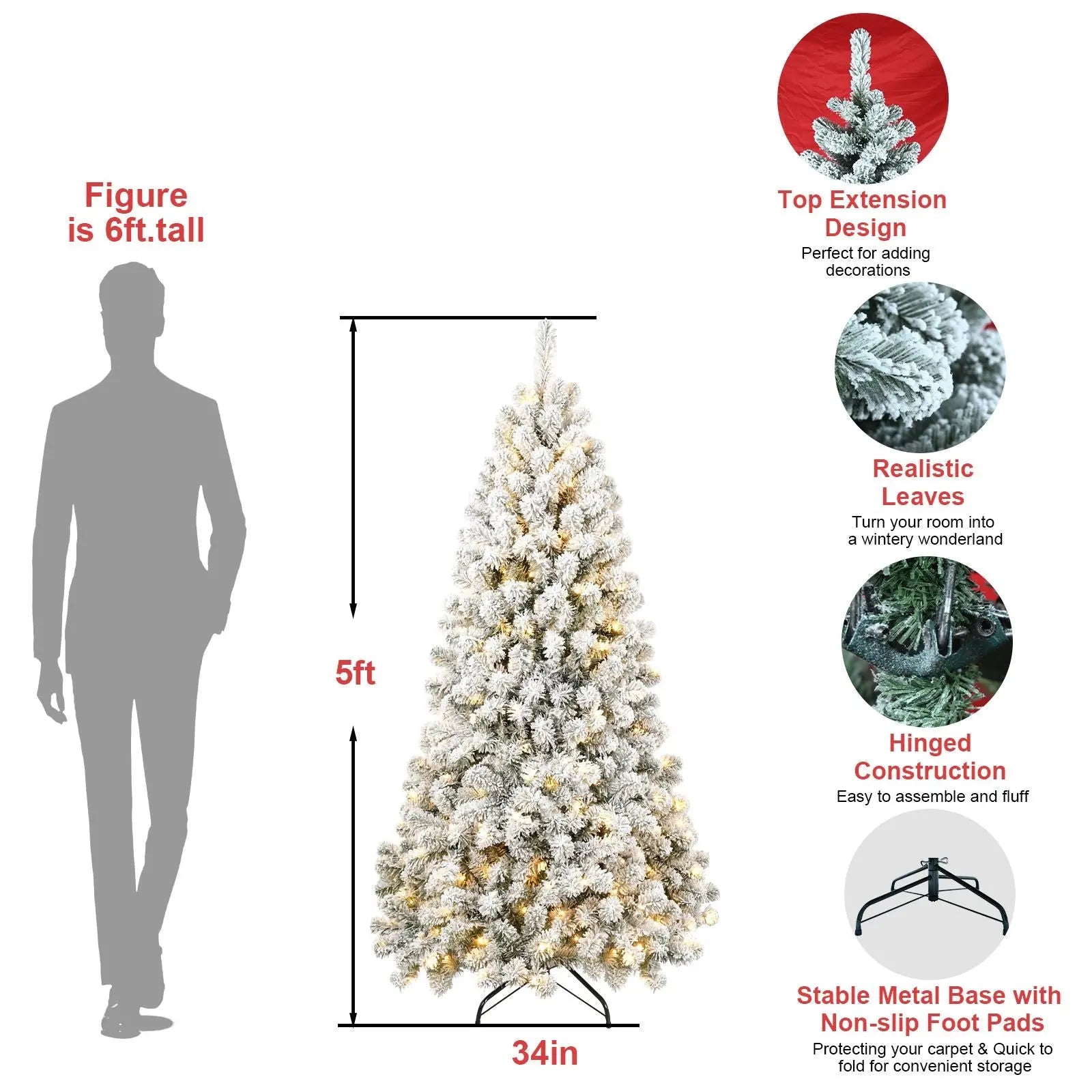 6ft Pre-lit Flocked Artificial Christmas Tree - Gee-Commerce, LLC