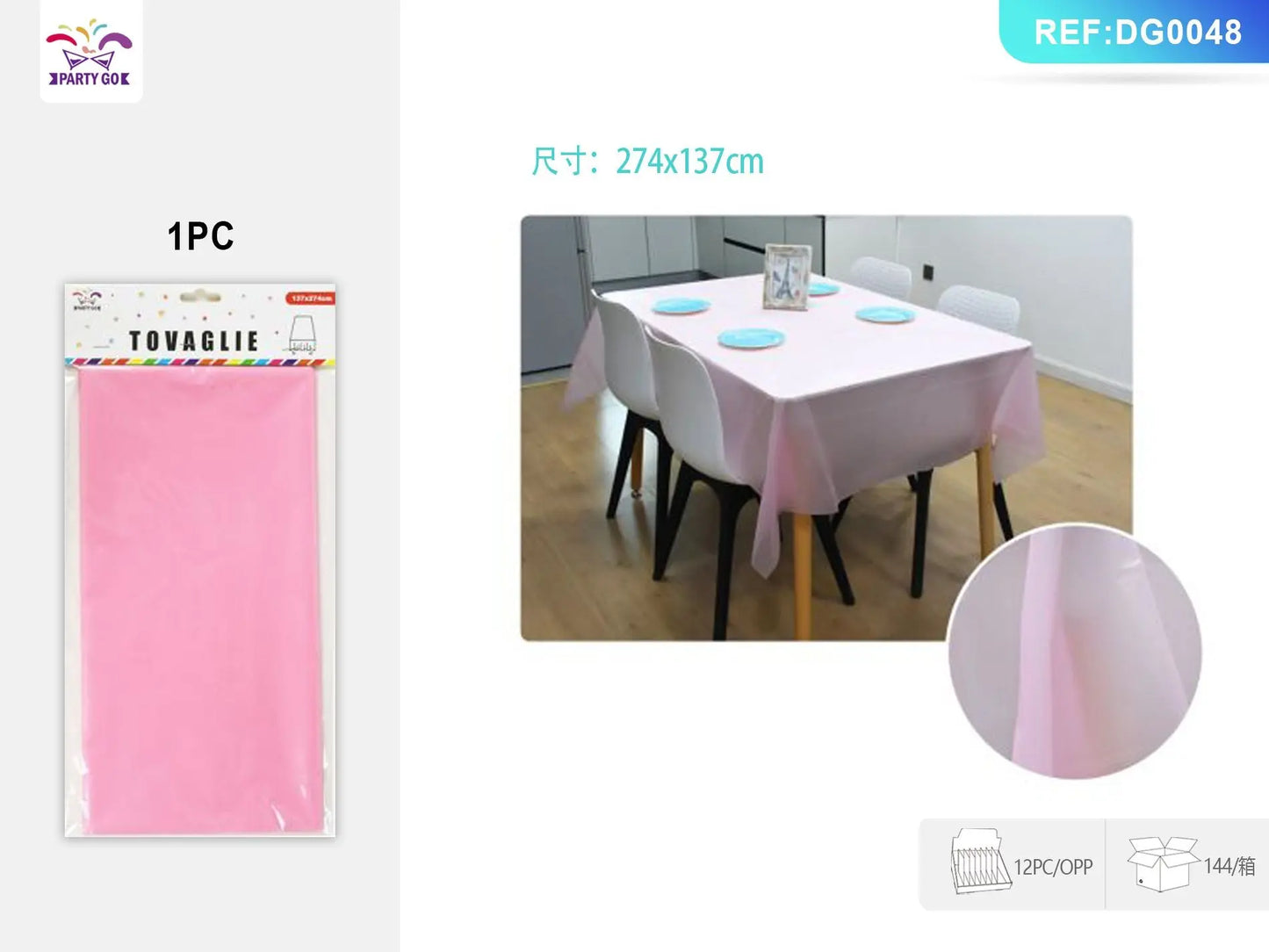 12 Pack Tablecloth Plastic - Rectangle Doba