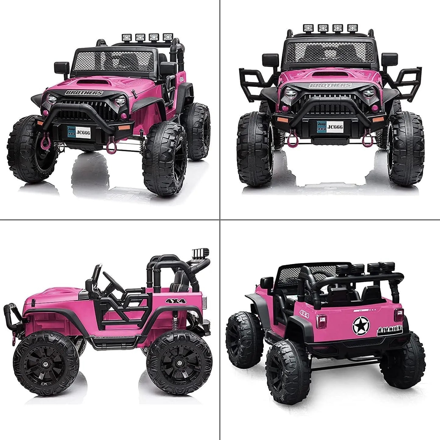 Pink 48.4" Large Ride On Car for Kids, Battery Powered Electric Car with 2 Seats, Remote Control, 14" Large Suspension Wheels, LED Lights, Music, Bluetooth for Boys & Girls FX070