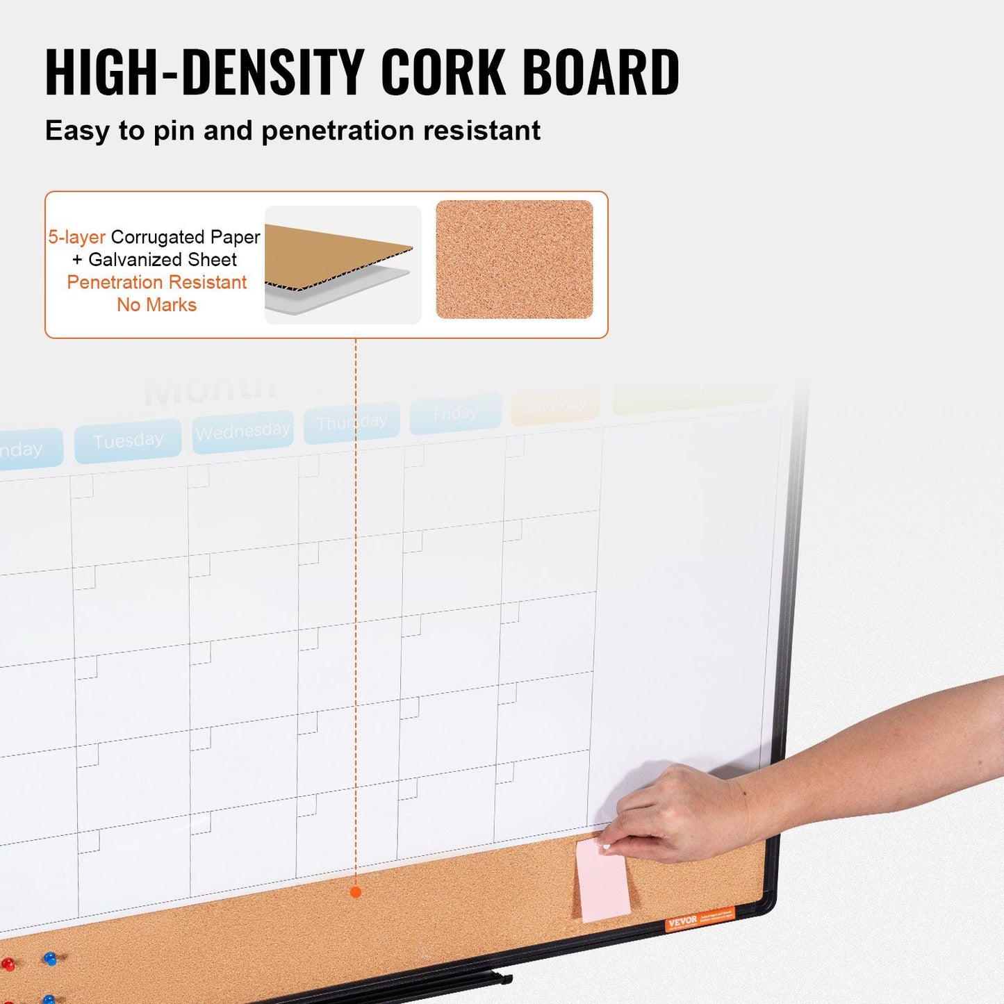 VEVOR 36"x 24" Monthly Calendar Whiteboard & Cork Board Combo with Aluminum Frame Doba