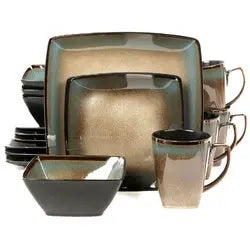 Gibson Elite Tequesta 16-Piece Square Dinnerware Set, Taupe The Gibson Elite